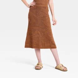 Women's Midi Sweater Full Skirt - Universal Thread™ Brown XS