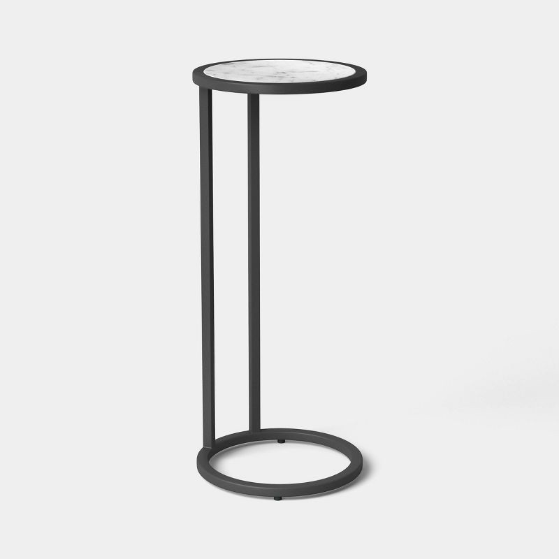 slide 1 of 4, Metal and Marble C Drink Table Black - Threshold™, 1 ct