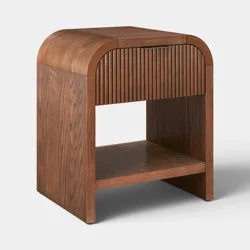 Threshold Lupine Reeded Side Table with One Drawer Dark Brown - Fully Assembled