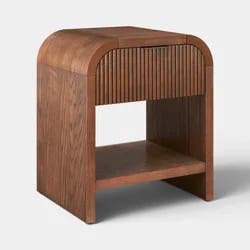 Threshold Lupine Reeded Side Table with One Drawer Dark Brown - Fully Assembled