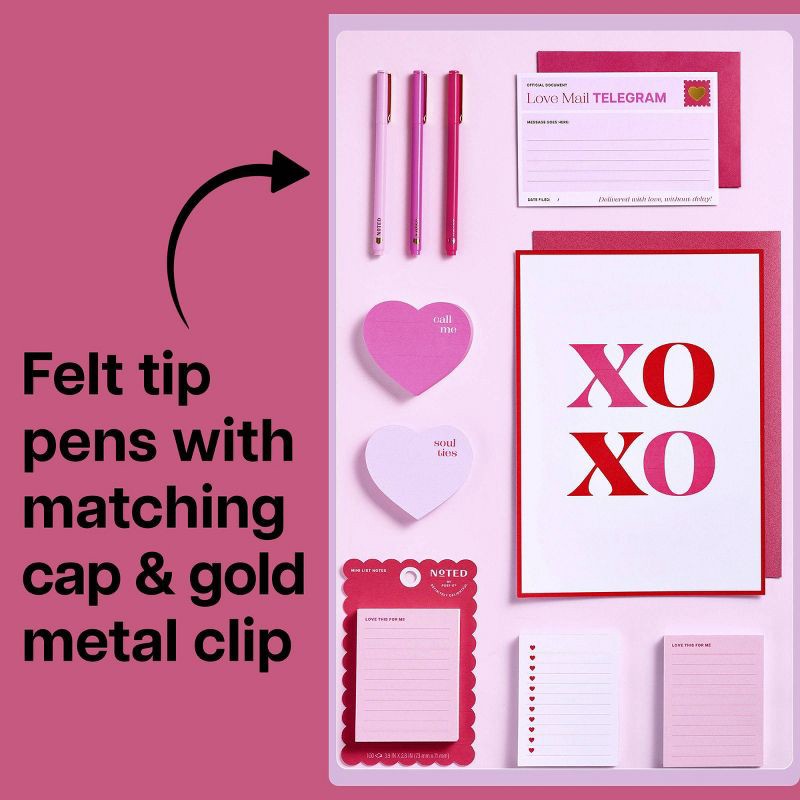 slide 5 of 7, Noted by Post-it 3pk With Love Pen Set Valentine's Day, 3 ct