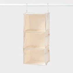 Hanging Closet 3 Shelf with Side Pockets Ivory - Brightroom™