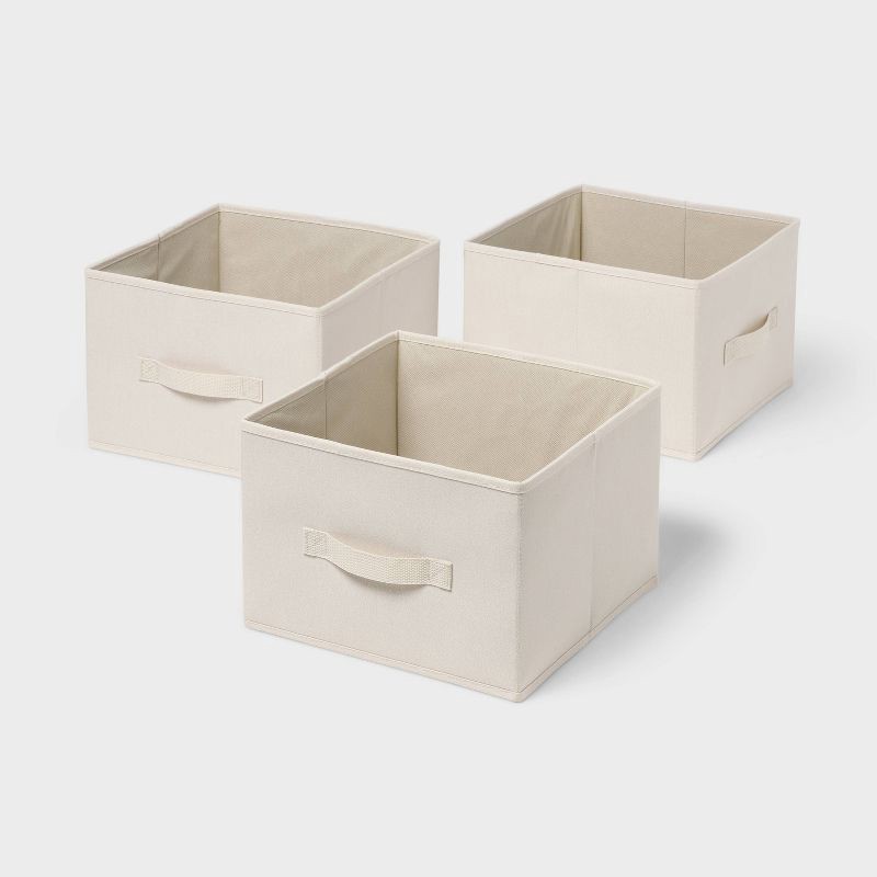 slide 1 of 4, 3pk Fabric Drawer Storage Compatible with Hanging Closet Ivory - Brightroom™, 3 ct