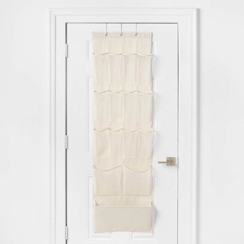 slide 1 of 3, Hanging Closet 15 Pocket Over Door Shoe Org Ivory - Brightroom™, 1 ct