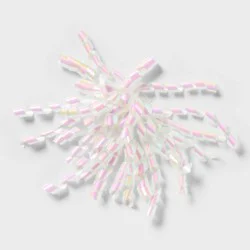 5" White Iridescent Curl Swirl Gift Bow White - Spritz™