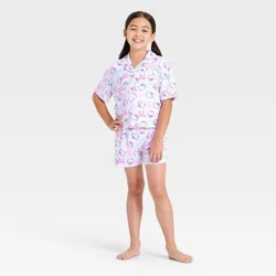 Girls' Hello Kitty Button-Up Pajama Set - White XS