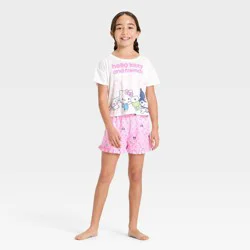 Girls' Hello Kitty and Friends T-Shirt and Shorts Pajama Set - Light Pink S