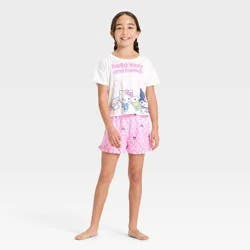 Girls' Hello Kitty and Friends T-Shirt and Shorts Pajama Set - Light Pink M