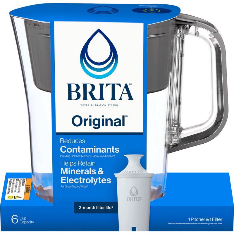 slide 2 of 12, Brita Denali 6 Cup Water Pitcher Slate Gray, 1 ct