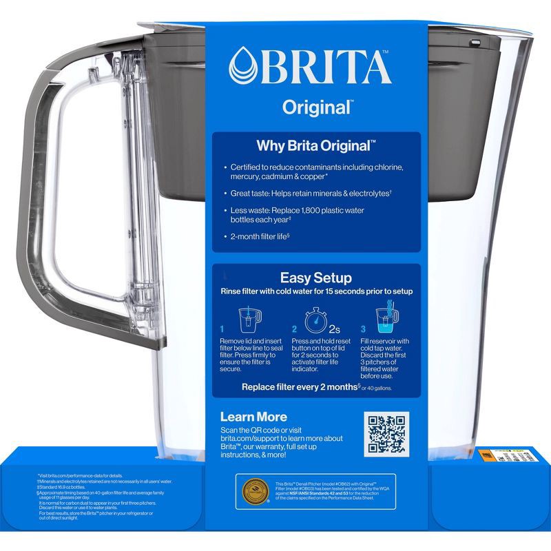 slide 11 of 12, Brita Denali 6 Cup Water Pitcher Slate Gray, 1 ct