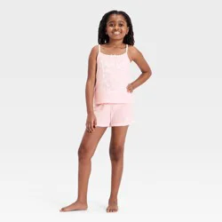 Girls' Barbie Monte Carlo 2pc Fold Over Shorts and Cami Pajama Set - Light Pink S