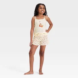 Girls' Strawberry Shortcake 2pc Fold Over Shorts and Cami Pajama Set - Cream XL