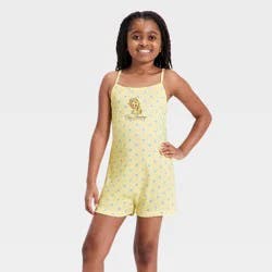 Grayson Threads Kids Girls' Polka Dot Dog Graphic Sleep Romper - Light Yellow M