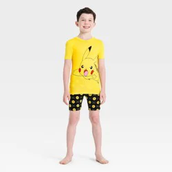 Boys' Pokemon Tight Fit Shorts Pajama Set - Yellow 6