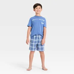 Boys' Jaws 2pc T-Shirt and Shorts Pajama Set - Blue M