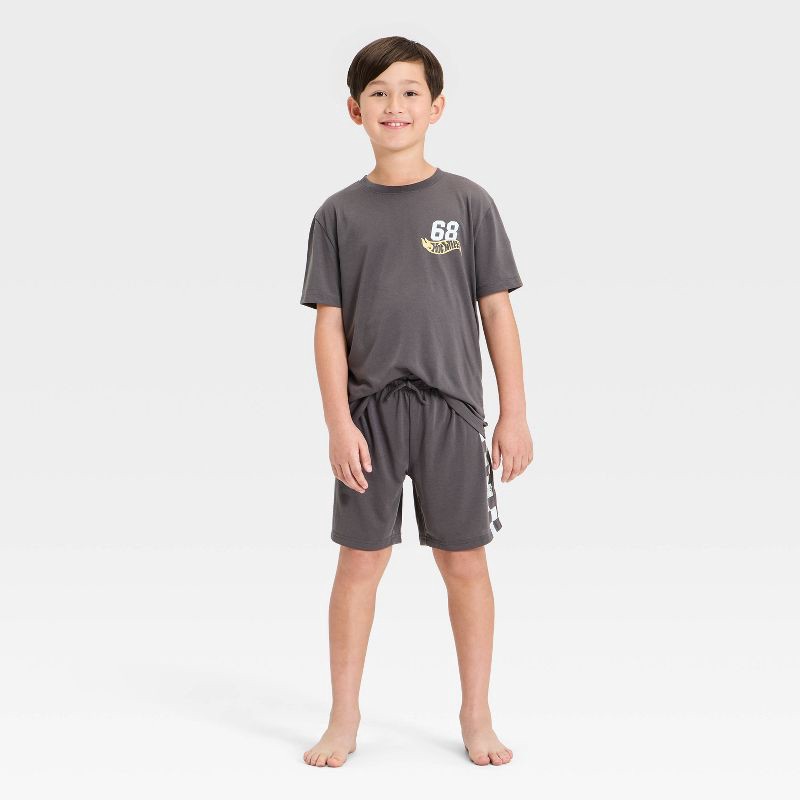 slide 1 of 4, Boys' Hot Wheels 2pc T-Shirt and Shorts Pajama Set - Gray M, 2 ct