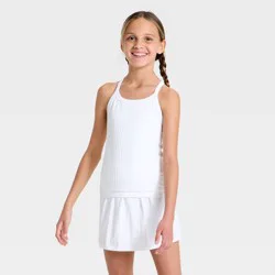 Girls' Seamless Textured Crop Active Tank Top - All In Motion™ True White XS