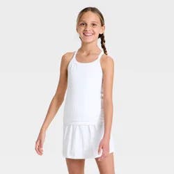 Girls' Seamless Textured Crop Active Tank Top - All In Motion™ True White S