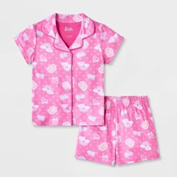 Toddler Girls' Barbie Coat Pajama Set 2pc - Pink 5T