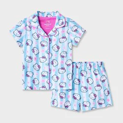 Toddler Girls' Hello Kitty Coat Pajama Set 2pc - Aqua Blue 4T