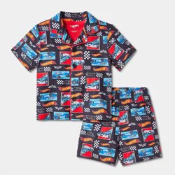 Toddler Boys' Hot Wheels Coat Pajama Set 2pc - Black 4T