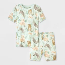 Toddler 2pc Animal Planet Animals in the Wild Pajama Set - Light Green 2T