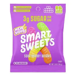 SmartSweets Sour Gummy Candy Worms - 1.8oz