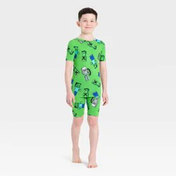 Boys' Minecraft 2pc Viscose Tight Fit Pajama Set - Green 4
