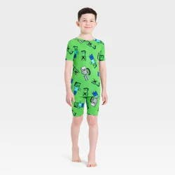 Boys' Minecraft 2pc Viscose Tight Fit Pajama Set - Green 8