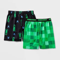Boys' Minecraft 2pk Pajama Shorts - Green/Black S