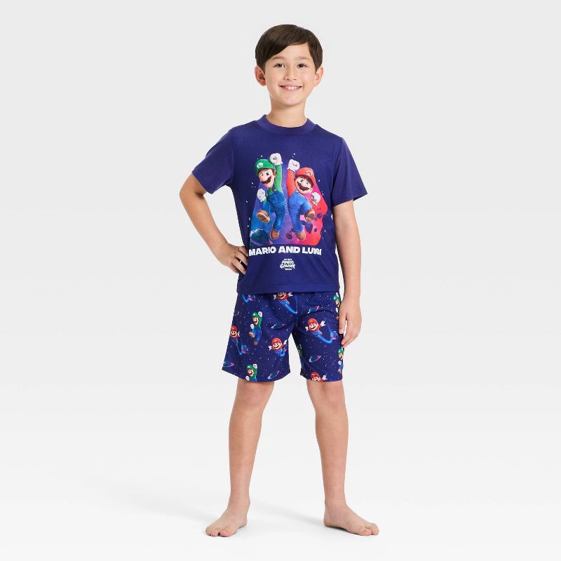 slide 1 of 4, Boys' Super Mario Galaxy 2pc T-Shirt and Pajama Set - Blue XS, 2 ct