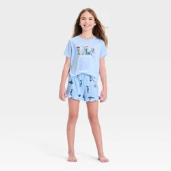Girls' Toy Story 2pc Short Sleeve Pajama Set - Light Blue XS