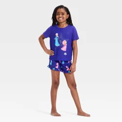 Girls' Super Mario 2pc Short Sleeve Pajama Set - Purple M