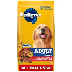 Pedigree Grilled Steak and Vegetable Flavor Adult Dry Dog Food - 38lbs