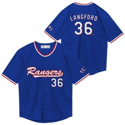 MLB Texas Rangers Wyatt Langford Youth Wordmark Jersey - S