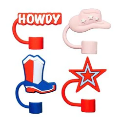 CharCharms 4pk 4th of July Western Straw Toppers