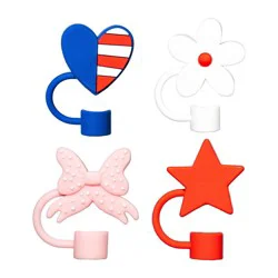 CharCharms 4pk 4th of July Girly Straw Toppers