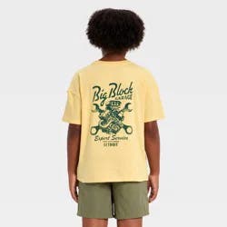 Boys' Short Sleeve Oversized Garage Graphic T-Shirt - Cat & Jack™ Light Gold S