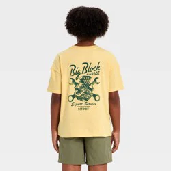 Boys' Short Sleeve Oversized Garage Graphic T-Shirt - Cat & Jack™ Light Gold L