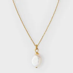Tiny Tags 14K Ion Plated Single Pearl Necklace