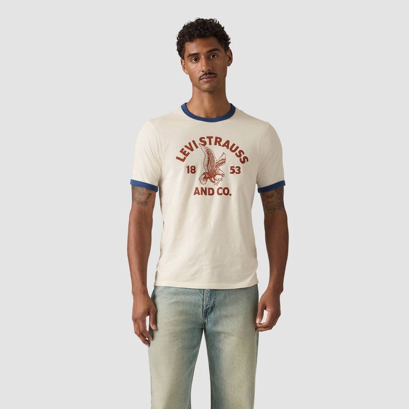 slide 1 of 4, Levi's® Men's Eagle Ringer Short Sleeve T-Shirt - Off-White XXL, 1 ct