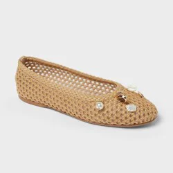 Women's Penelope Woven Ballet Flats - A New Day™ Natural 7.5