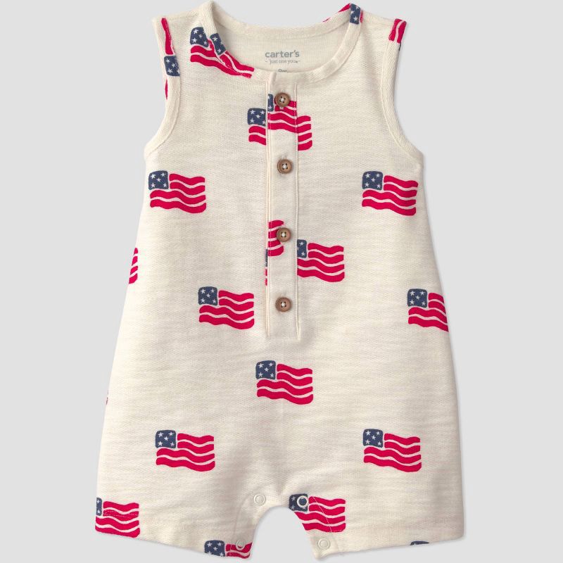 slide 1 of 4, Carter's Just One You® Baby Boys' USA 4th of July Romper - Cream 3M, 1 ct