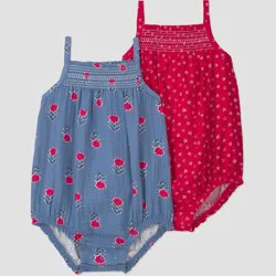 Carter's Just One You® Baby Girls' 2pk Patterned Americana Romper - Blue/Red Newborn