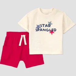 Carter's Just One You® Baby Boys' 2pc Star Graphic Americana T-Shirt and Shorts Set - Red 9M