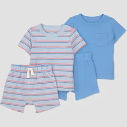 Carter's Just One You® Baby Boys' 4pc Striped T-Shirt and Shorts Set - Blue 9M