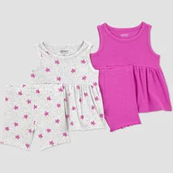 Carter's Just One You® Baby Girls' 4pc Star Peplum Tank Top and Capri Pants Set - Purple 12M