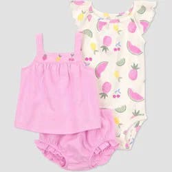 Carter's Just One You® Baby Girls' 3pc Multi Fruit Tank Top with Bodysuit and Bloomer Set - Pink 12M