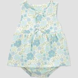 Carter's Just One You® Baby Girls' Floral Sunsuit with Bow - Blue/Green 12M