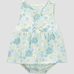 Carter's Just One You® Baby Girls' Floral Sunsuit with Bow - Blue/Green 12M